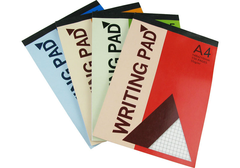 A4 and A5 writing pads on a desk